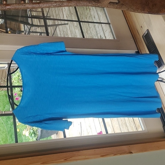 Talbots Blue Casual Flutter Smocked Sleeve Light, Comfortable Tee Sz L Dress - Picture 2 of 10